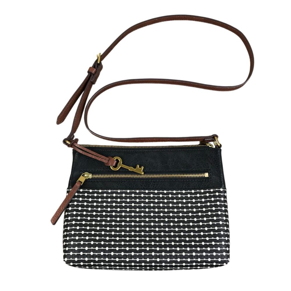 FOSSIL Fiona Printed Crossbody Bag Black White Everyday Office Travel Classic - Picture 4 of 13